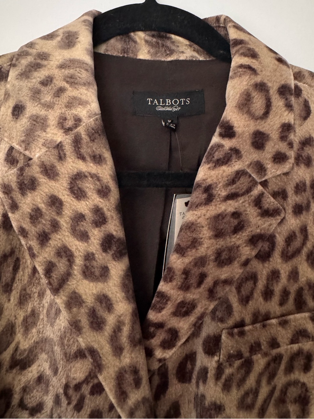 NWT Talbots Kate Fit Leopard Print Velvet Blazer Jacket 16 Tan Mob wife Curvy - Picture 3 of 16